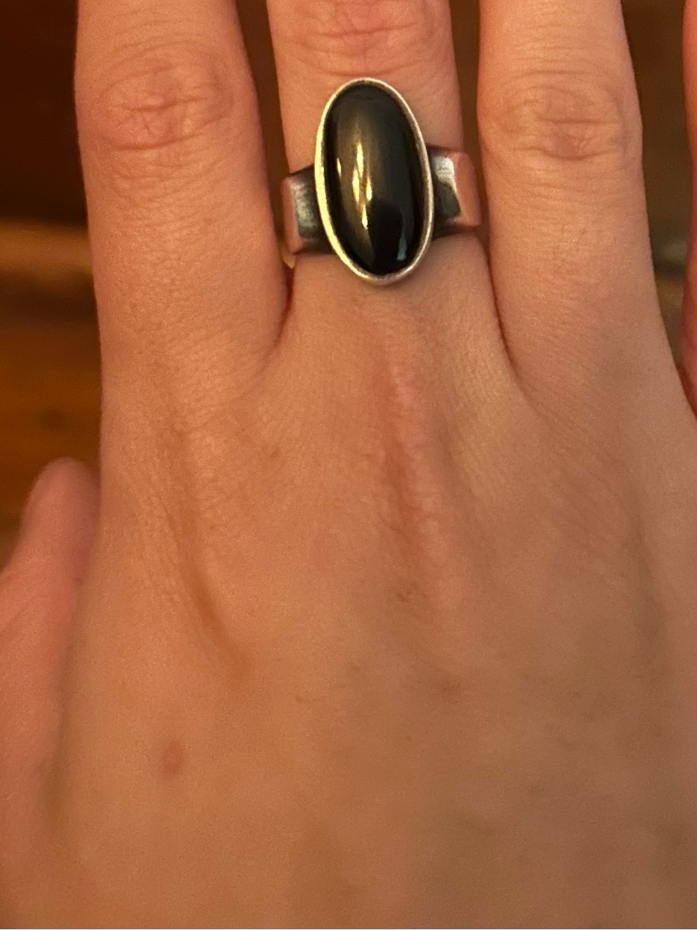 925 Sterling Silver Black Onyx Oval Statement Ring - Picture 4 of 6